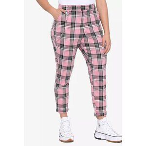 NEW! Hot Topic Plaid Pants with Detachable Chain Goth Punk Pink Black XS